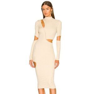 Michael Costello X REVOLVE Mel Cut Out Midi Dress Women's Size XL Ivory NWT